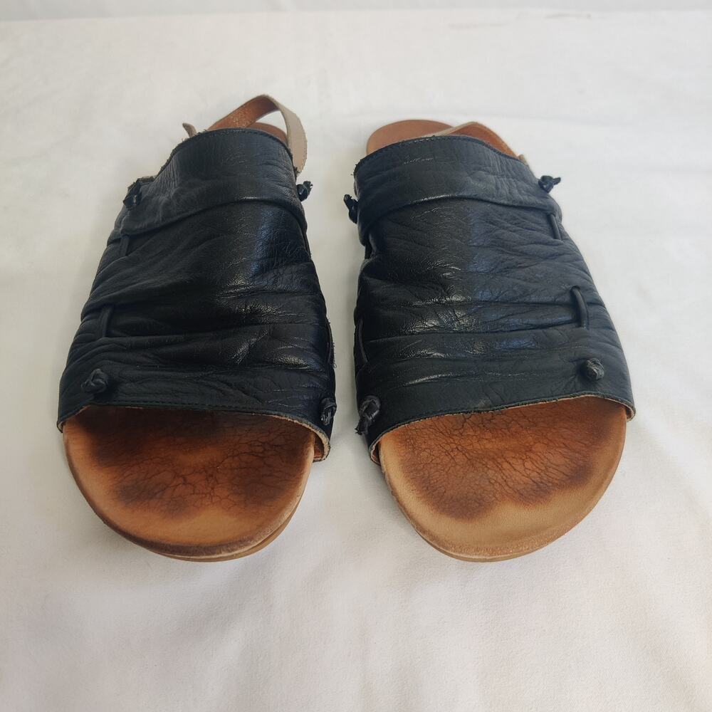 Miz Mooz Agnes Black Leather Slingback Flat Sandals 10 Effortless Boho Casual